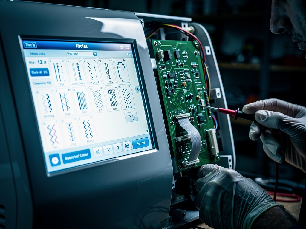 Maszyna do szycia z elektronicznym sterownikiem i wyświetlaczem